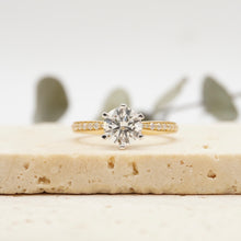 Load image into Gallery viewer, Angela Pavé Lab Diamond 0.90ct D VS1 Ex GIA 18K Yellow Gold/Platinum Prongs
