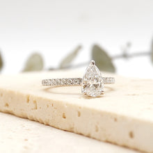 Load image into Gallery viewer, Lucia Halo Pavé Pear Lab Diamond 0.80ct D VS1 Ex IGI 14K White Gold
