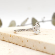 Load image into Gallery viewer, Lucia Halo Pavé Pear Lab Diamond 0.80ct D VS1 Ex IGI 14K White Gold
