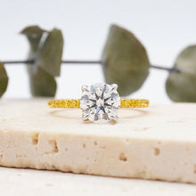 Load image into Gallery viewer, Lucia Pavé Sunburst Lab Diamond 1.53ct D VVS2  ld IGI 18K Yellow Gold With Platinum Prongs
