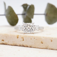 Load image into Gallery viewer, Sophia Pavé Princess Lab Diamond 1.32ct E VS1 Ex 14K White Gold
