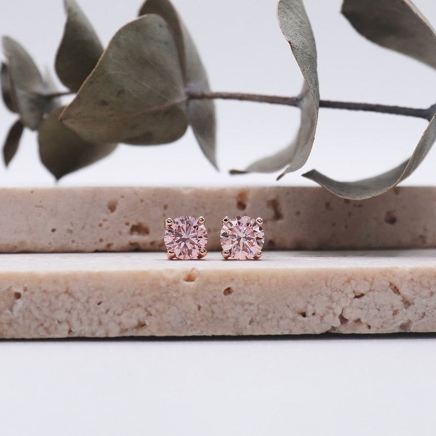 Load image into Gallery viewer, LUCCE KAELA™ Earrings Round ROSÉ™ Pink Diamond
