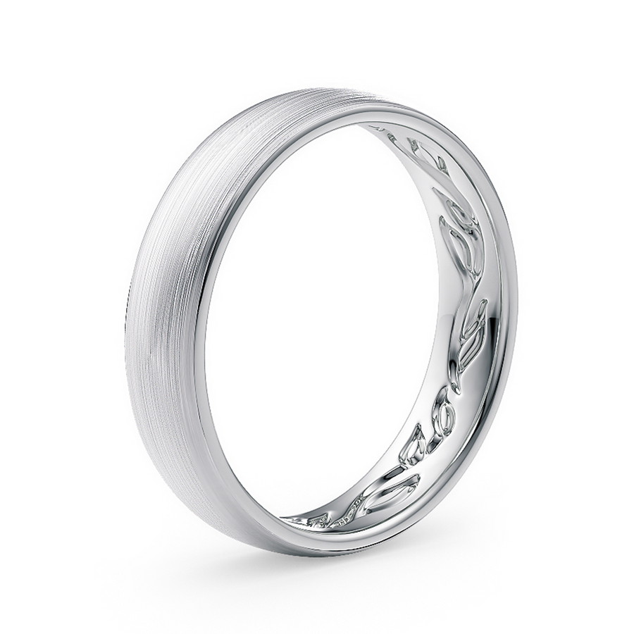 Load image into Gallery viewer, LUCCE Carved Comfort Fit Unisex Wedding Ring with Semi Domed Outside Profile and Brushed or Polished Finish in Gold or Platinum
