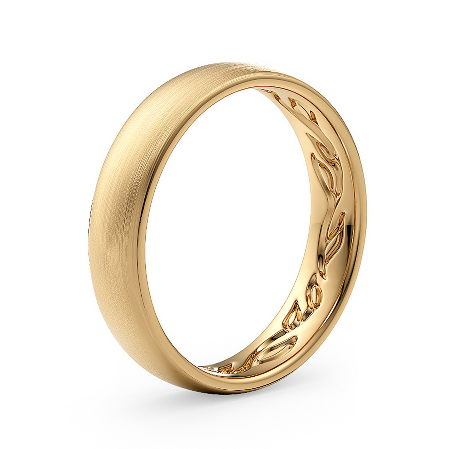 Load image into Gallery viewer, LUCCE Carved Comfort Fit Unisex Wedding Ring with Semi Domed Outside Profile and Brushed or Polished Finish in Gold or Platinum
