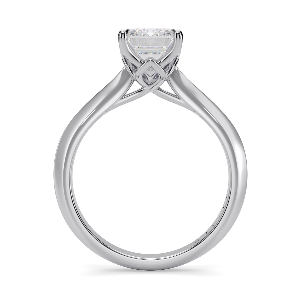 Load image into Gallery viewer, LUCCE Knife Edge Cathedral Emerald Diamond Solitaire Engagement Ring with Overlapping Petal Prongs in Gold or Platinum
