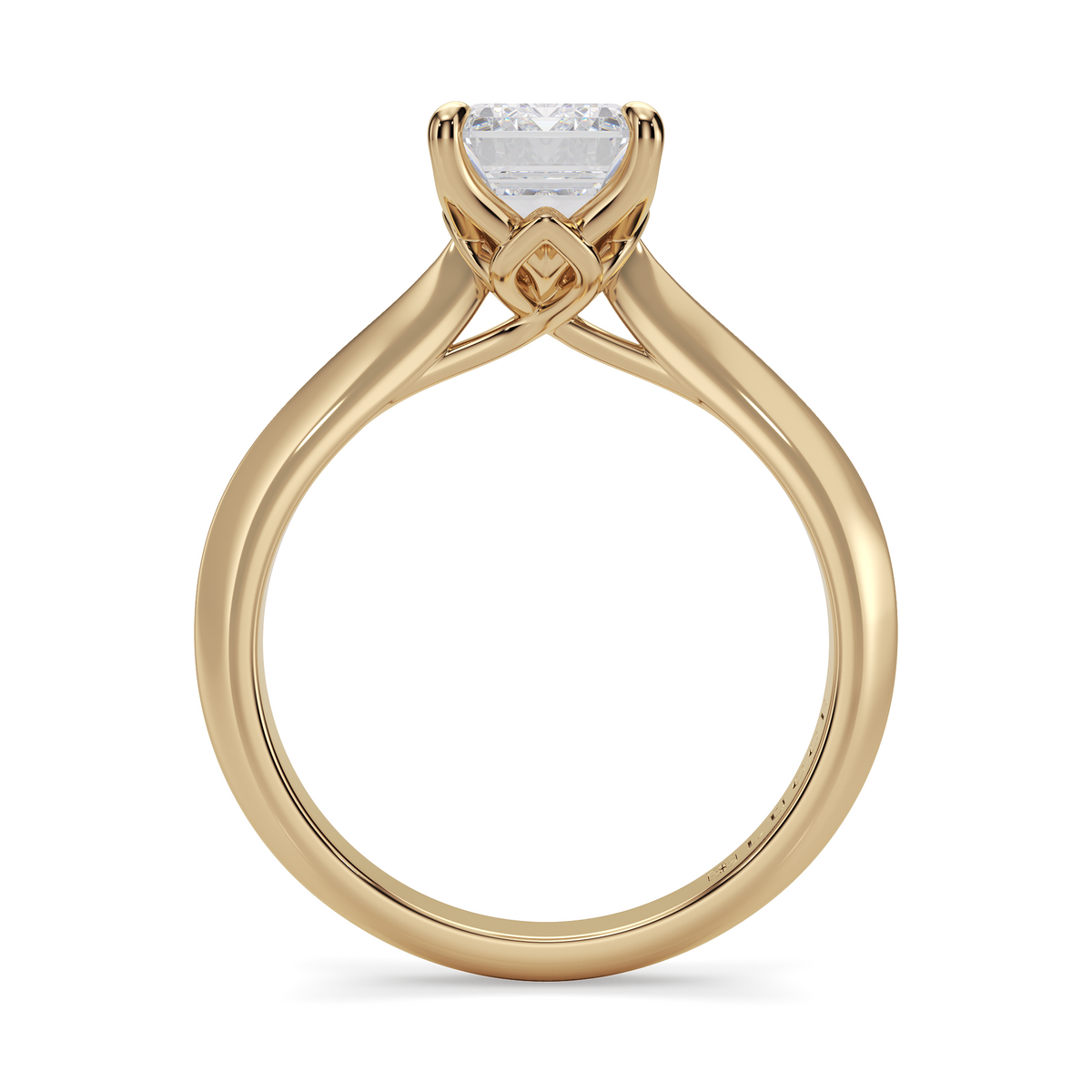 Load image into Gallery viewer, LUCCE Knife Edge Cathedral Emerald Diamond Solitaire Engagement Ring with Overlapping Petal Prongs in Gold or Platinum
