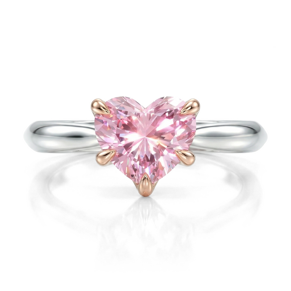 LUCCE ECUADORIAN™ Heart ROSÉ™ Pink Lab Diamond 2.01ct Fancy Intense Pink VS1 IGI Platinum and 18K Rose Gold Prongs