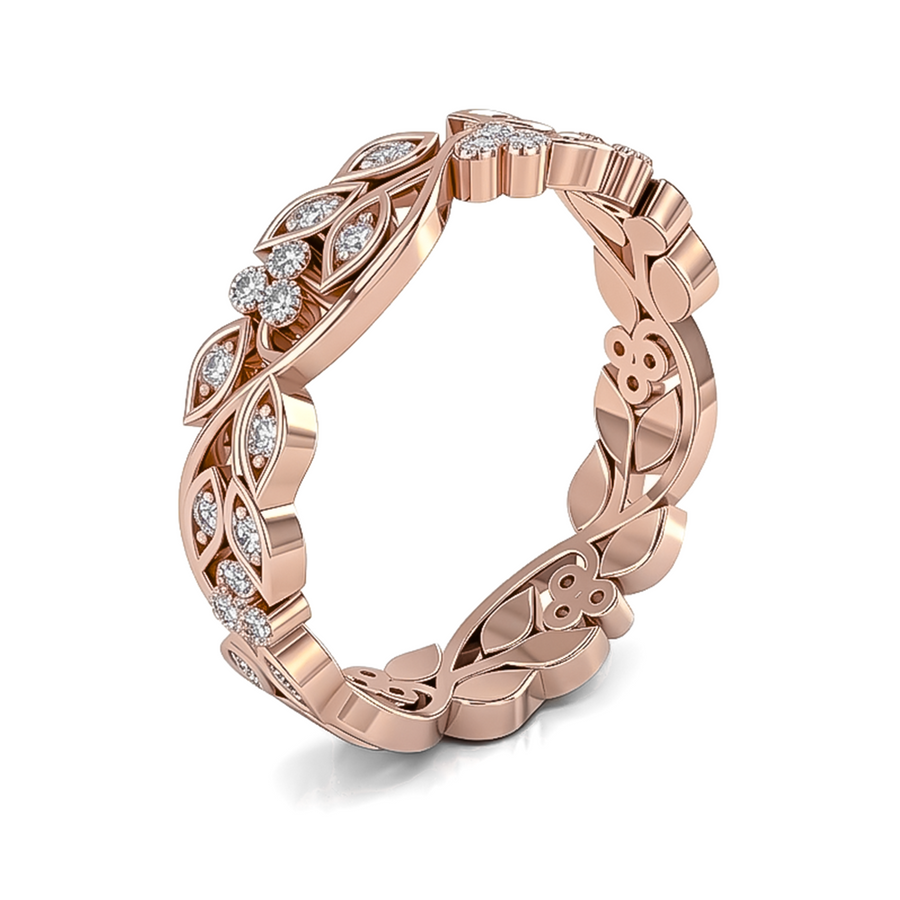 Load image into Gallery viewer, LUCCE Full Eternity Intertwined Leave Carvings with Milgrain and Round Diamonds in Gold or Platinum
