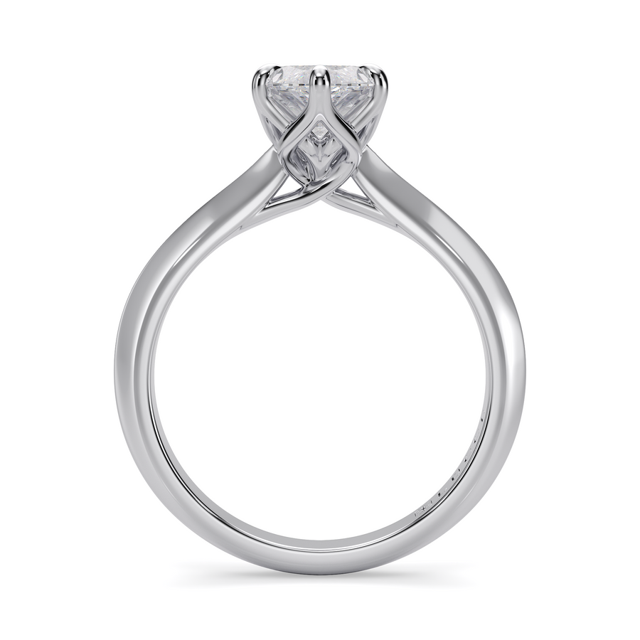 Load image into Gallery viewer, LUCCE Knife Edge Cathedral Marquise Diamond Solitaire Engagement Ring with Overlapping Petal Prongs in Gold or Platinum
