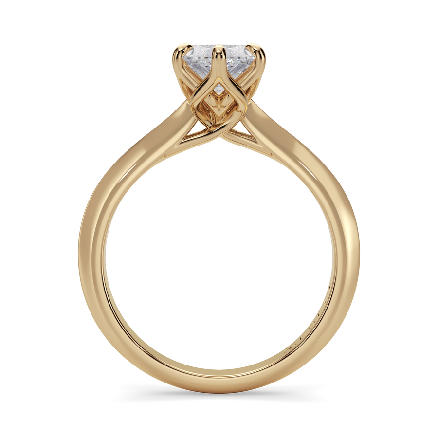Load image into Gallery viewer, LUCCE Knife Edge Cathedral Marquise Diamond Solitaire Engagement Ring with Overlapping Petal Prongs in Gold or Platinum
