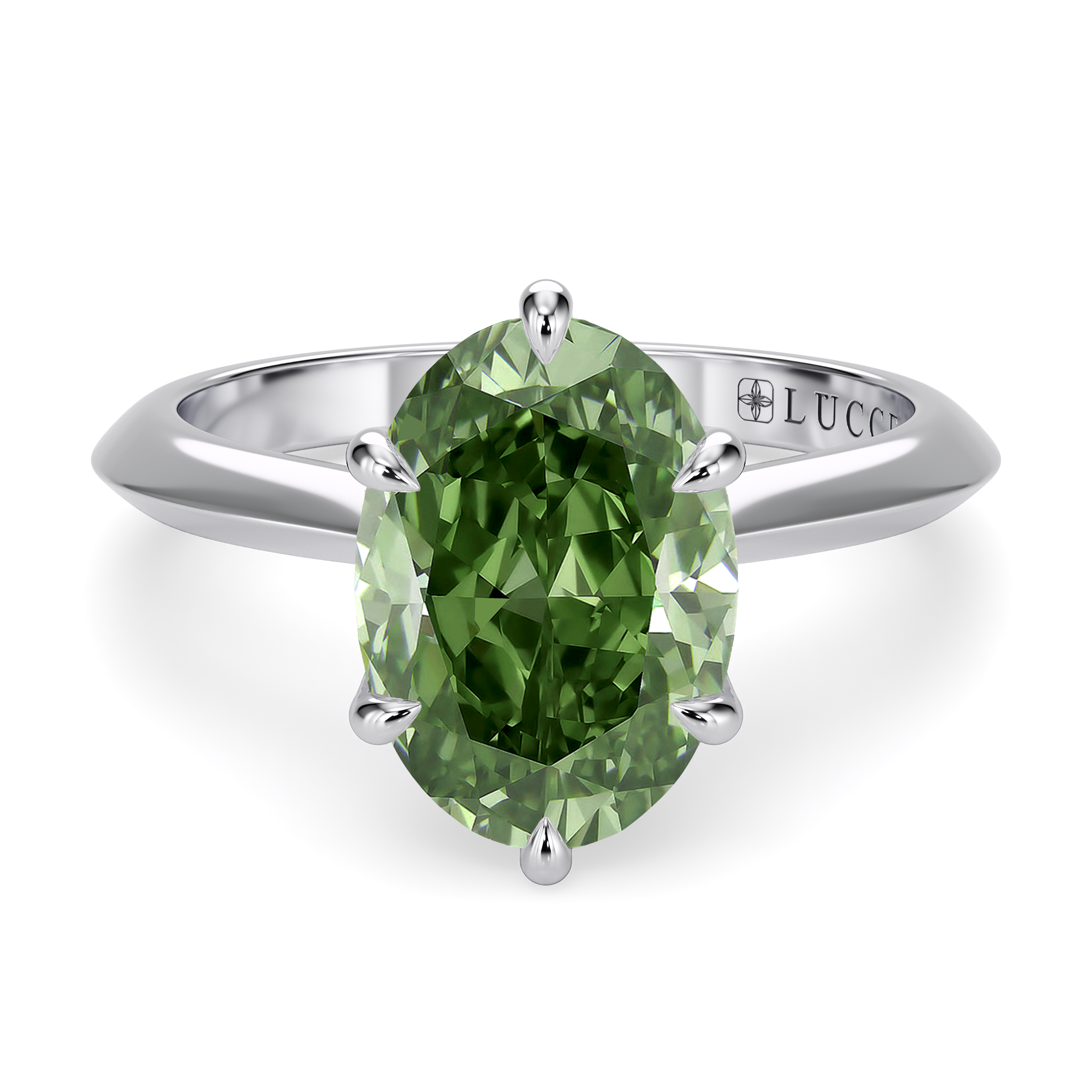 LUCCE ECUADORIAN™ Oval VERDANT™ Green Diamond Engagement Ring
