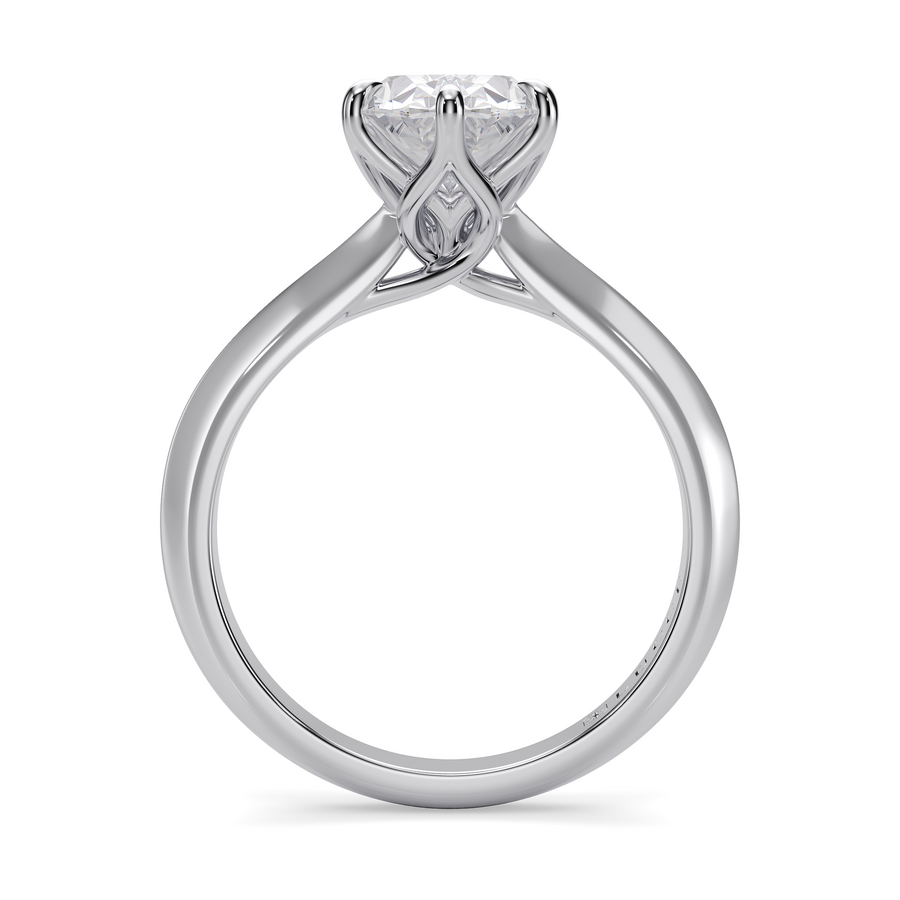 Load image into Gallery viewer, LUCCE Knife Edge Cathedral Oval Diamond Solitaire Engagement Ring with Overlapping Petal Prongs in Gold or Platinum
