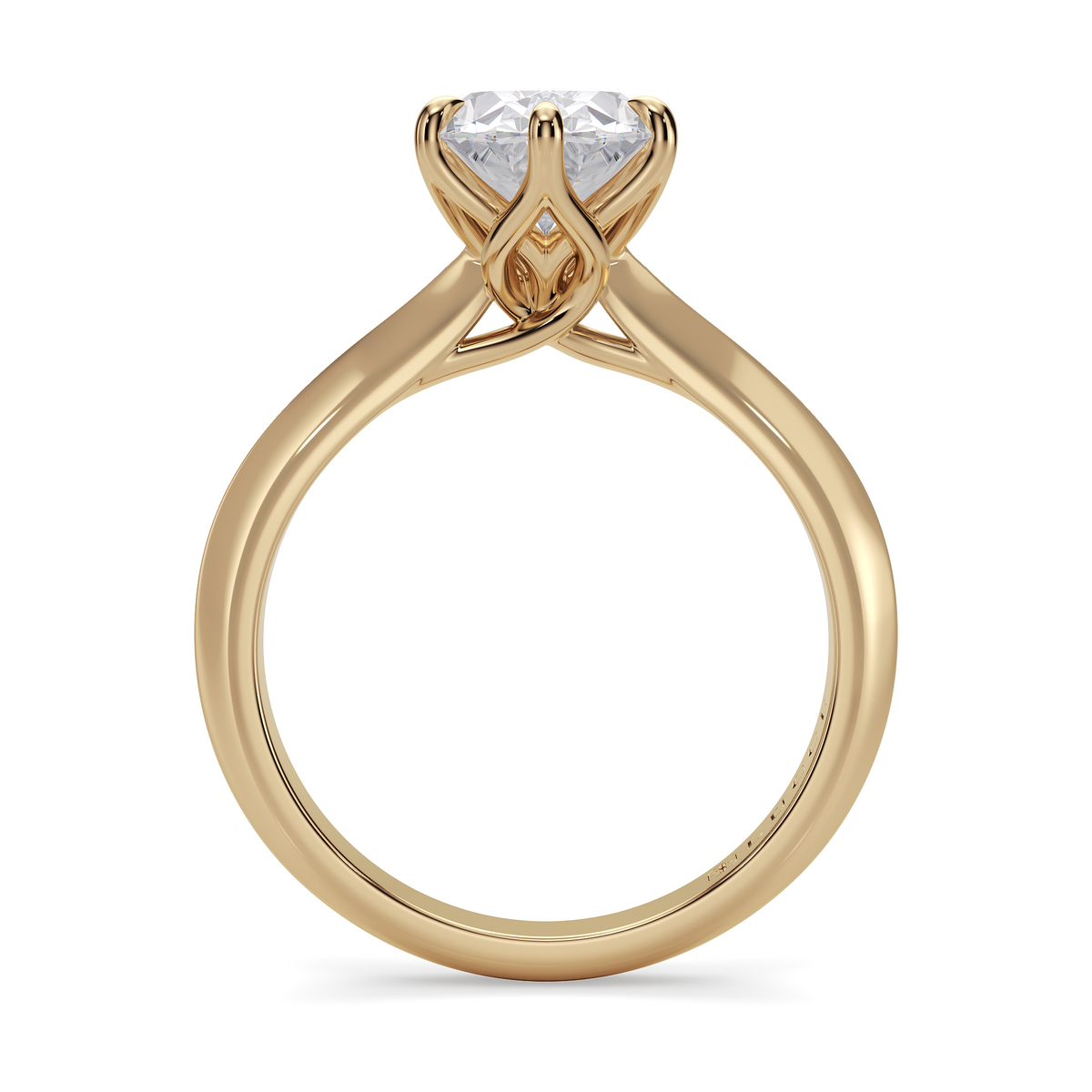 Load image into Gallery viewer, LUCCE Knife Edge Cathedral Oval Diamond Solitaire Engagement Ring with Overlapping Petal Prongs in Gold or Platinum
