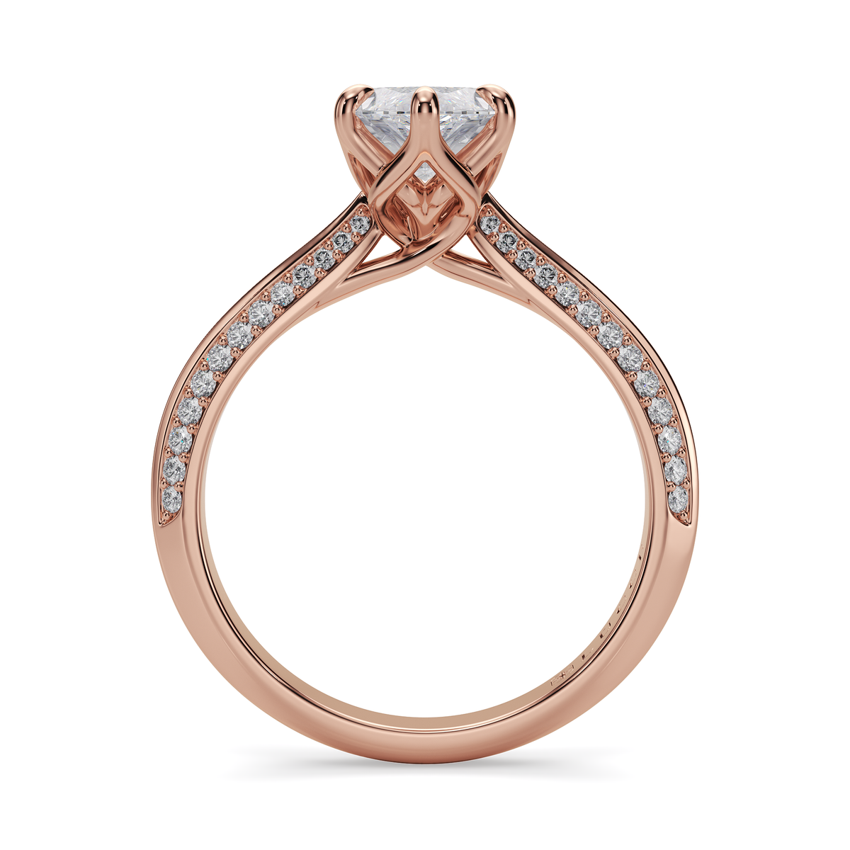 Load image into Gallery viewer, LUCCE Knife Edge Cathedral Marquise Diamond Pavé Engagement Ring with Overlapping Petal Prongs in Gold or Platinum
