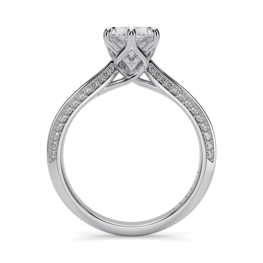 Load image into Gallery viewer, LUCCE Knife Edge Cathedral Marquise Diamond Pavé Engagement Ring with Overlapping Petal Prongs in Gold or Platinum
