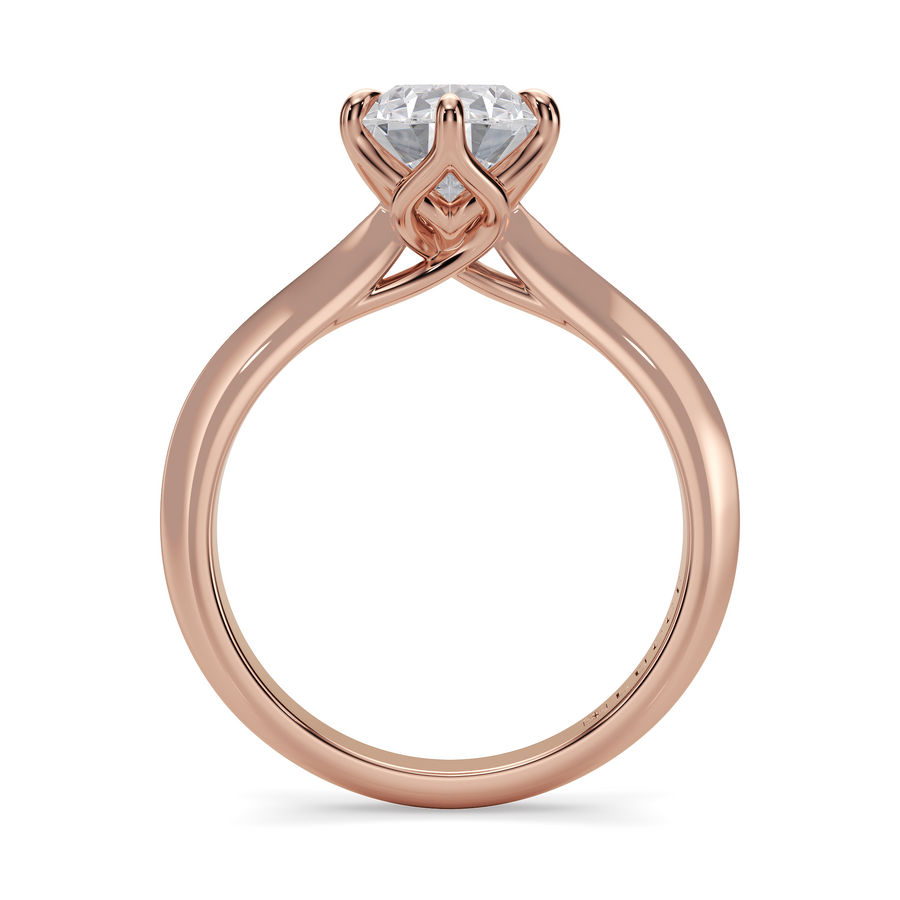 Load image into Gallery viewer, LUCCE Knife Edge Cathedral Pear Diamond Solitaire Engagement Ring with Overlapping Petal Prongs in Gold or Platinum
