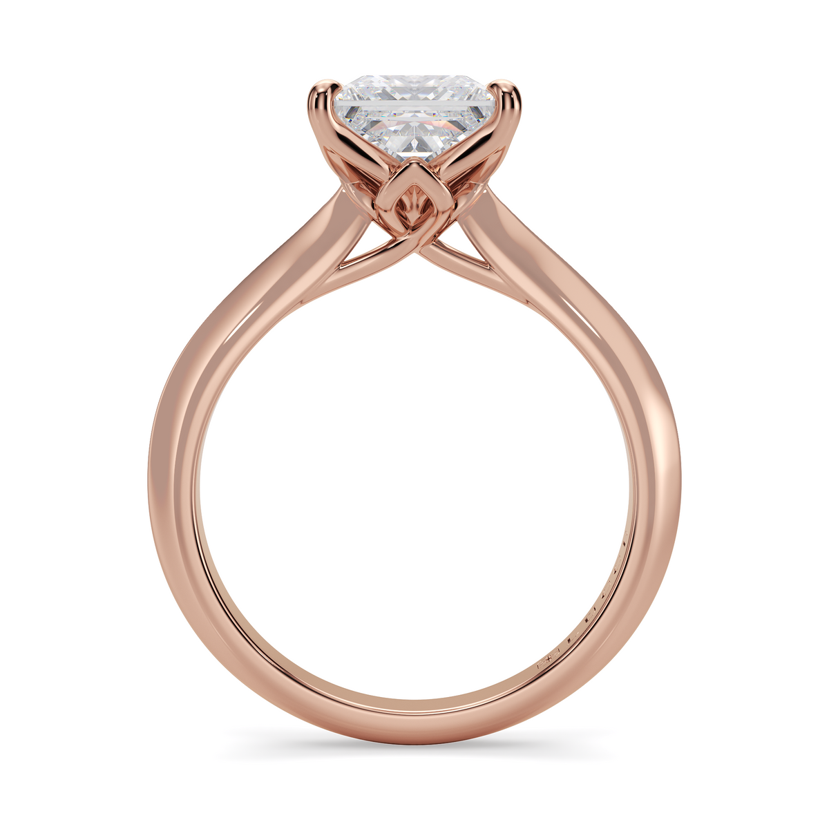 Load image into Gallery viewer, LUCCE Knife Edge Cathedral Princess Green Diamond Solitaire Engagement Ring with Overlapping Petal Prongs in Gold or Platinum
