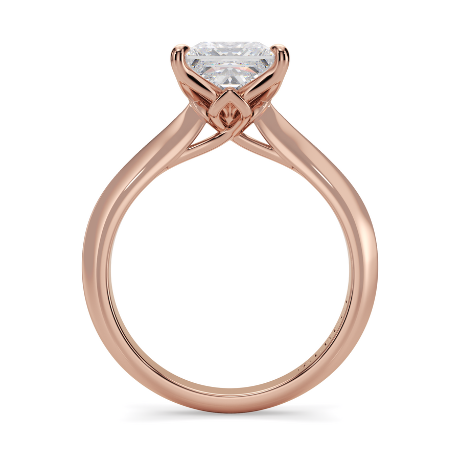 Load image into Gallery viewer, LUCCE Knife Edge Cathedral Princess Green Diamond Solitaire Engagement Ring with Overlapping Petal Prongs in Gold or Platinum
