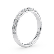 Load image into Gallery viewer, LUCCE Knife Edge Pave Diamond Half Eternity Wedding Ring in Gold or Platinum 
