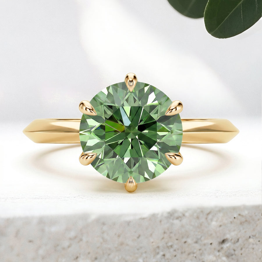 Load image into Gallery viewer, LUCCE ECUADORIAN™ Round VERDANT™ Lab Diamond 1.00ct Fancy Vivid Green VS1 Id IGI 18K Yellow Gold
