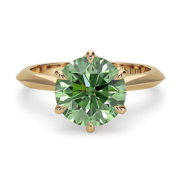 LUCCE ECUADORIAN™ Round VERDANT™ Lab Diamond 1.00ct Fancy Vivid Green VS1 Id IGI 18K Yellow Gold