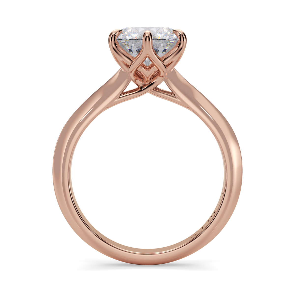 Load image into Gallery viewer, LUCCE Knife Edge Cathedral Round Diamond Solitaire Engagement Ring with Overlapping Petal Prongs in Gold or Platinum
