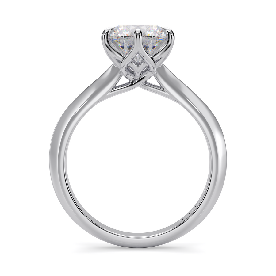Load image into Gallery viewer, LUCCE Knife Edge Cathedral Round Diamond Solitaire Engagement Ring with Overlapping Petal Prongs in Gold or Platinum

