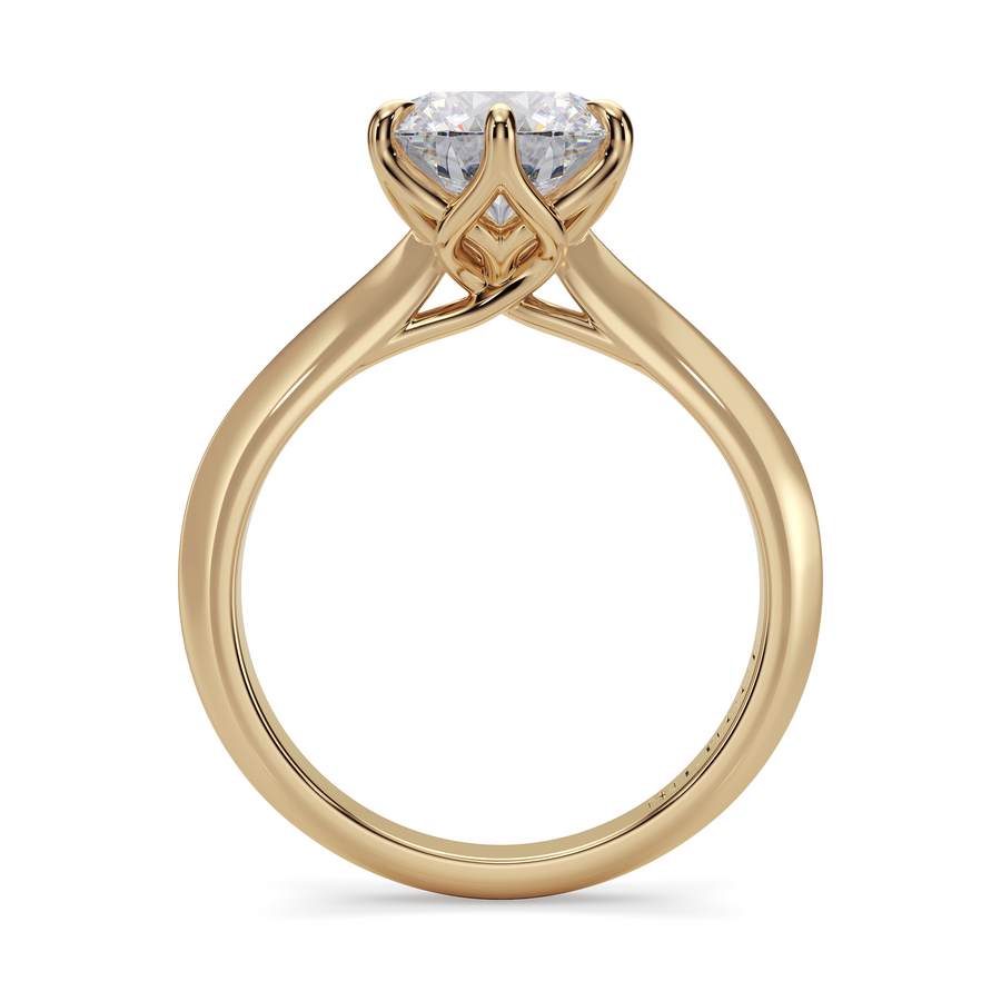 Load image into Gallery viewer, LUCCE Knife Edge Cathedral Round Diamond Solitaire Engagement Ring with Overlapping Petal Prongs in Gold or Platinum
