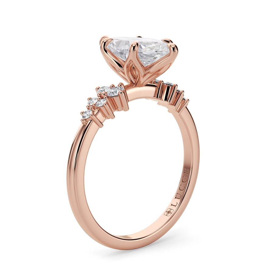 Load image into Gallery viewer, LUCCE Cluster Marquise Diamond Engagement Ring with Petal Prongs in Gold or Platinum

