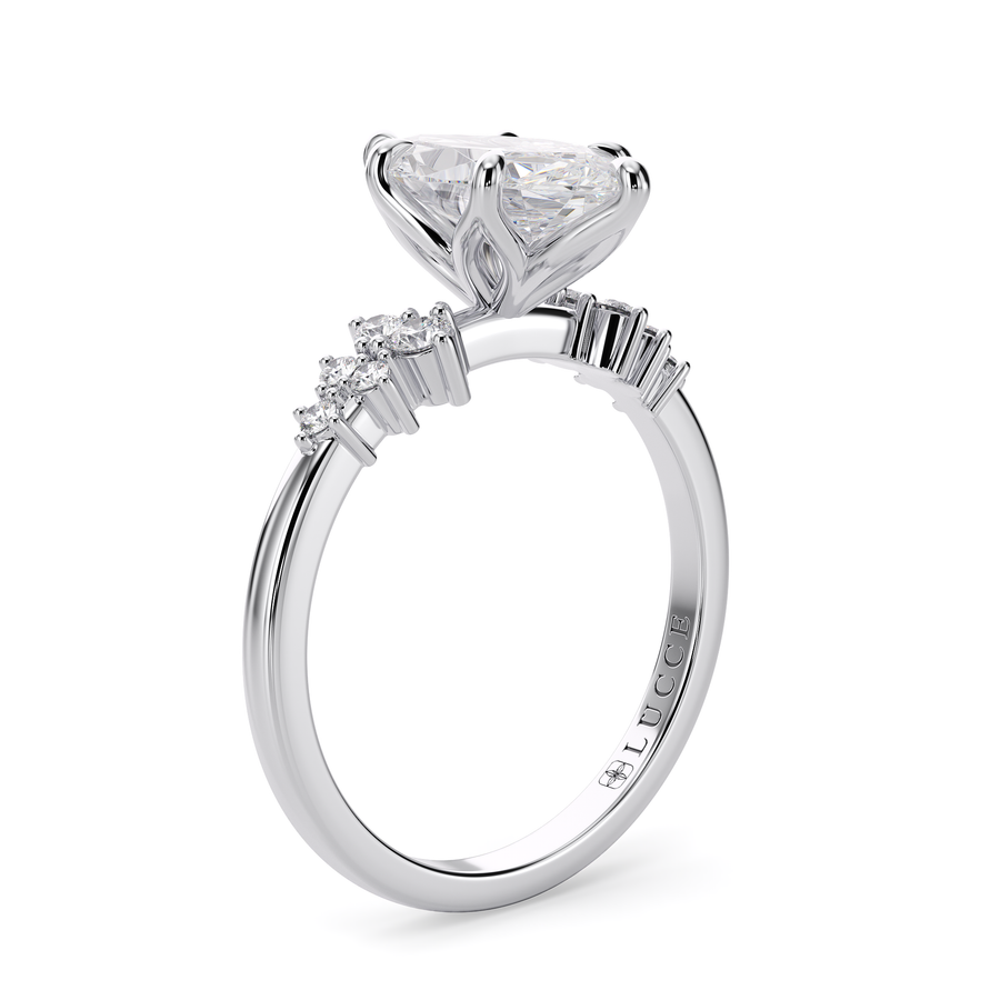 Load image into Gallery viewer, LUCCE Cluster Marquise Diamond Engagement Ring with Petal Prongs in Gold or Platinum
