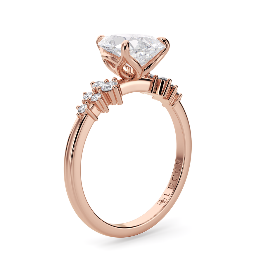 Load image into Gallery viewer, LUCCE Cluster Pear Diamond Engagement Ring with Petal Prongs in Gold or Platinum
