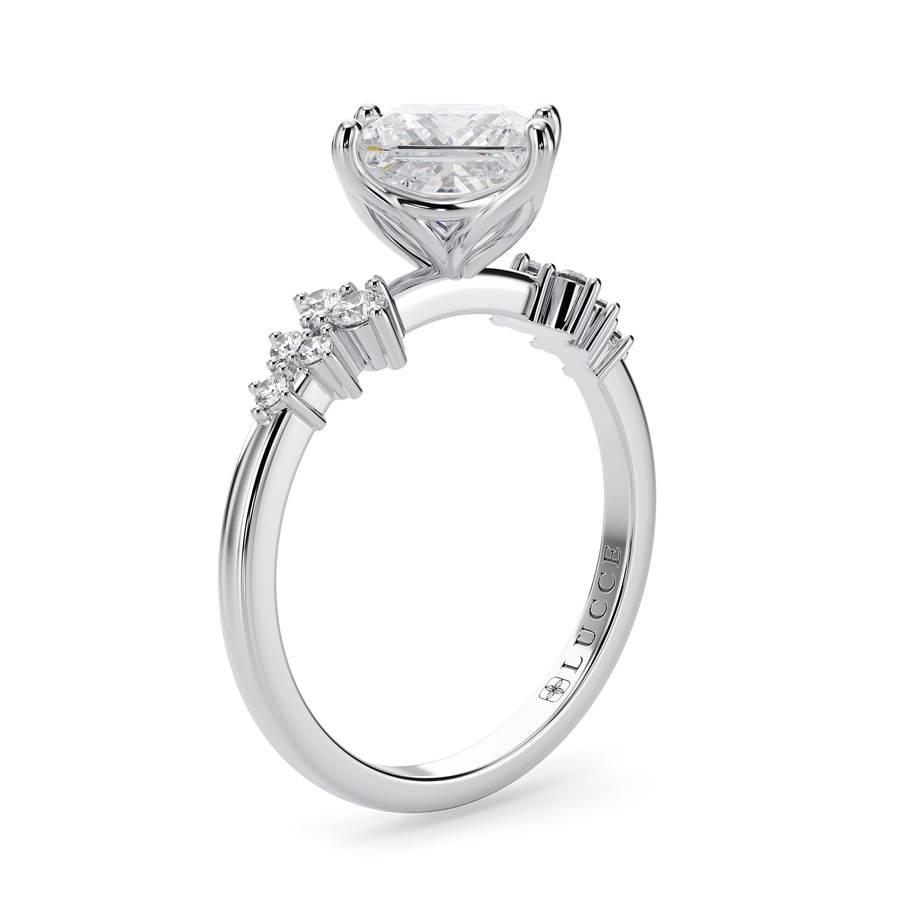 Load image into Gallery viewer, LUCCE Cluster Princess Diamond Engagement Ring with Petal Prongs in Gold or Platinum

