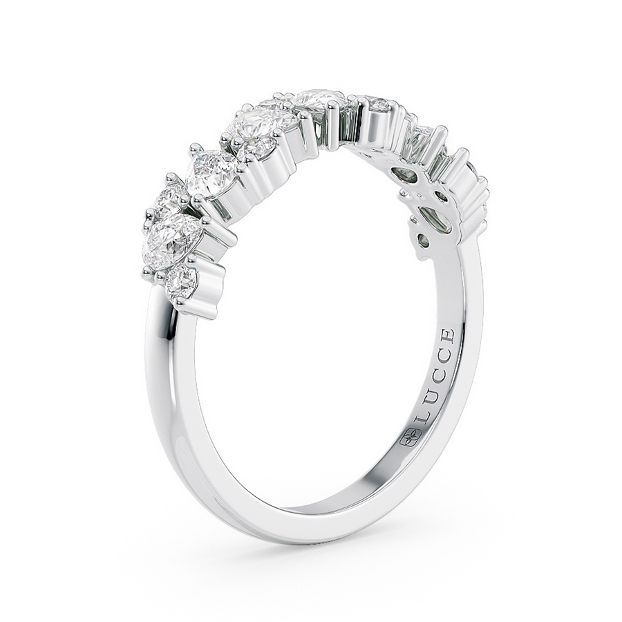 Load image into Gallery viewer, LUCCE Half LUCCE Half Eternity Alternating Pear and Round Diamond Ring in Gold or Platinum Pavé Diamond Ring in Gold or Platinum
