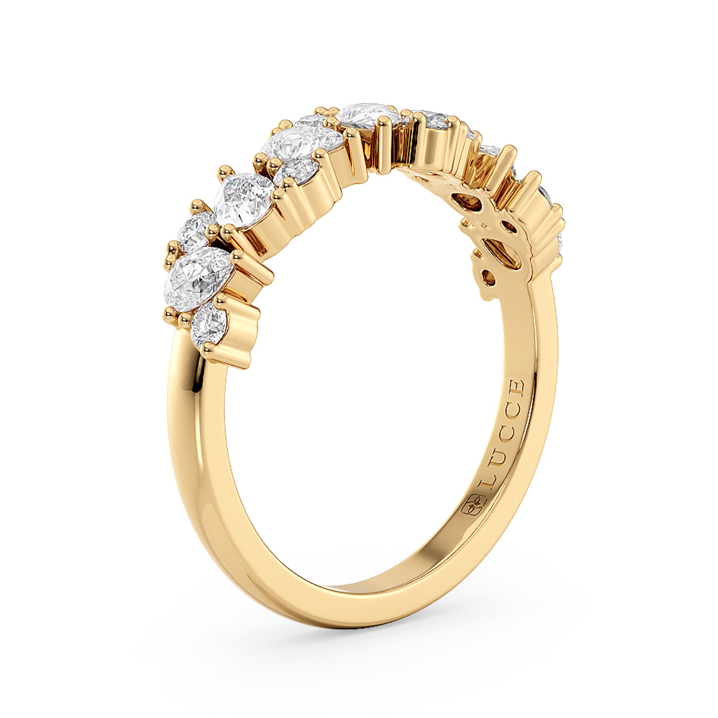 Load image into Gallery viewer, LUCCE Half Eternity Alternating Pear and Round Diamond Ring in Gold or Platinum
