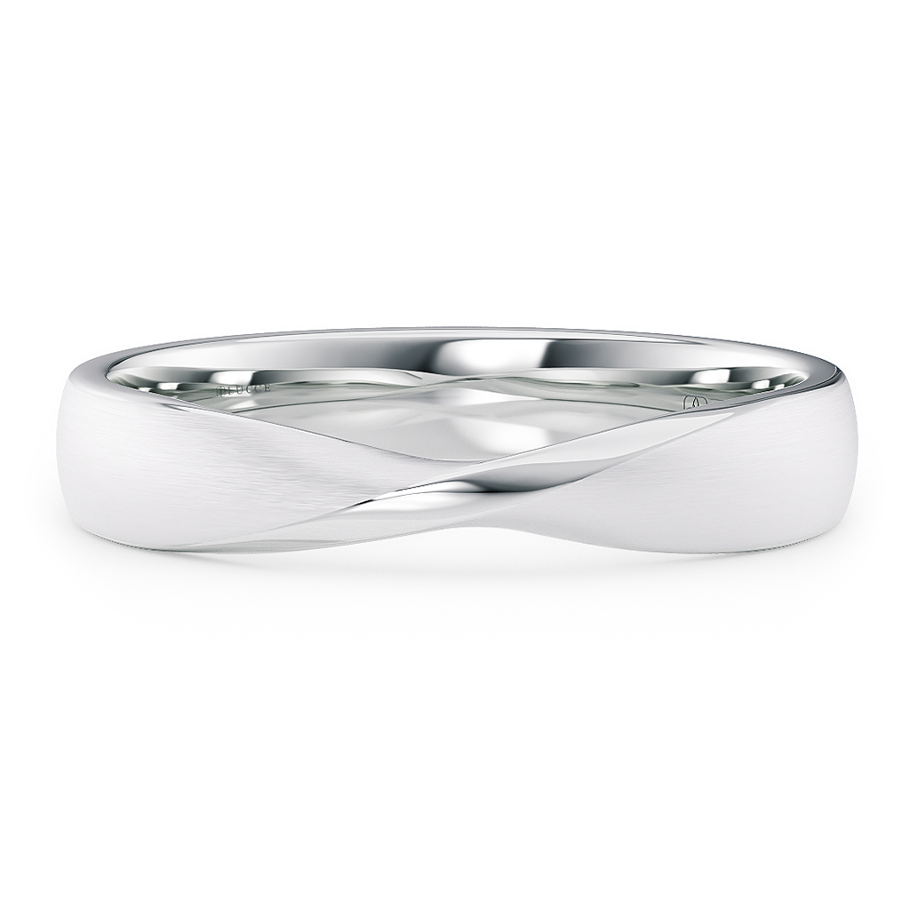 Load image into Gallery viewer, LUCCE Mobius Design with Brushed Finish Wedding Ring in Gold or Platinum
