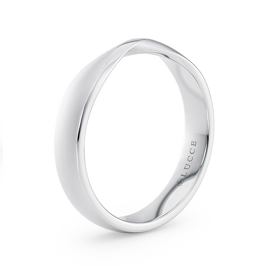 Load image into Gallery viewer, LUCCE Mobius Design with Brushed Finish Wedding Ring in Gold or Platinum
