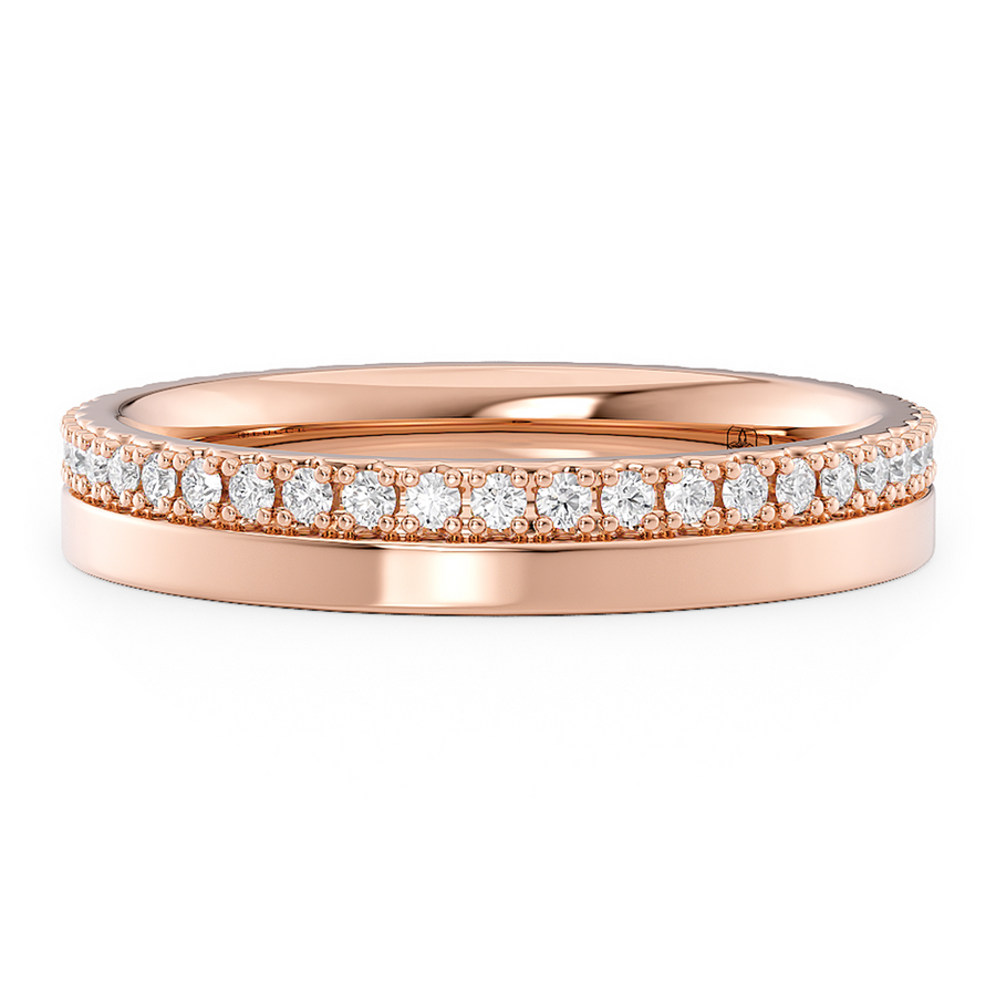 Load image into Gallery viewer, LUCCE Half Eternity Pave Two Textured Diamond Wedding Ring in Gold or Platinum
