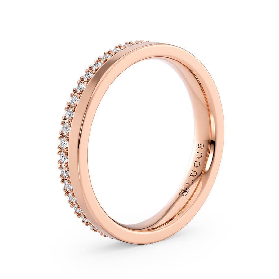 Load image into Gallery viewer, LUCCE Half Eternity Pave Two Textured Diamond Wedding Ring in Gold or Platinum
