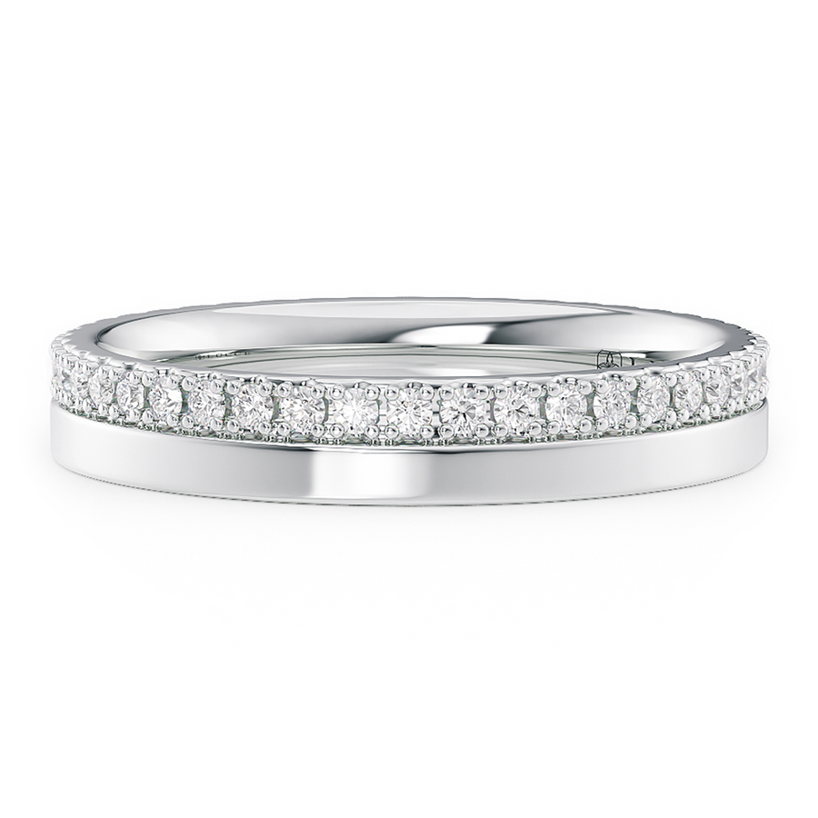 Load image into Gallery viewer, LUCCE Half Eternity Pave Two Textured Diamond Wedding Ring in Gold or Platinum
