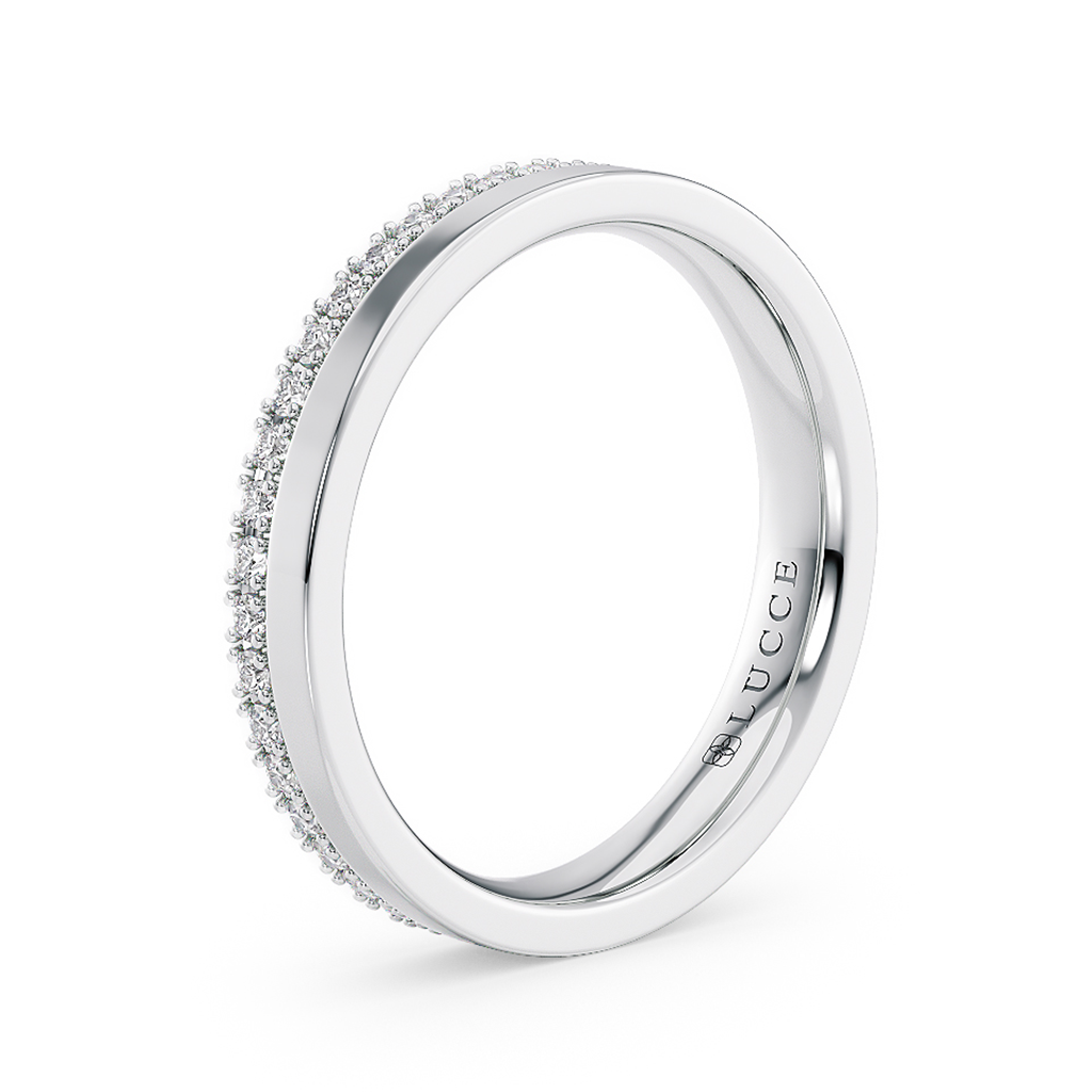 Load image into Gallery viewer, LUCCE Half Eternity Pave Two Textured Diamond Wedding Ring in Gold or Platinum
