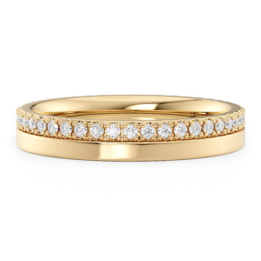 Load image into Gallery viewer, LUCCE Half Eternity Pave Two Textured Diamond Wedding Ring in Gold or Platinum
