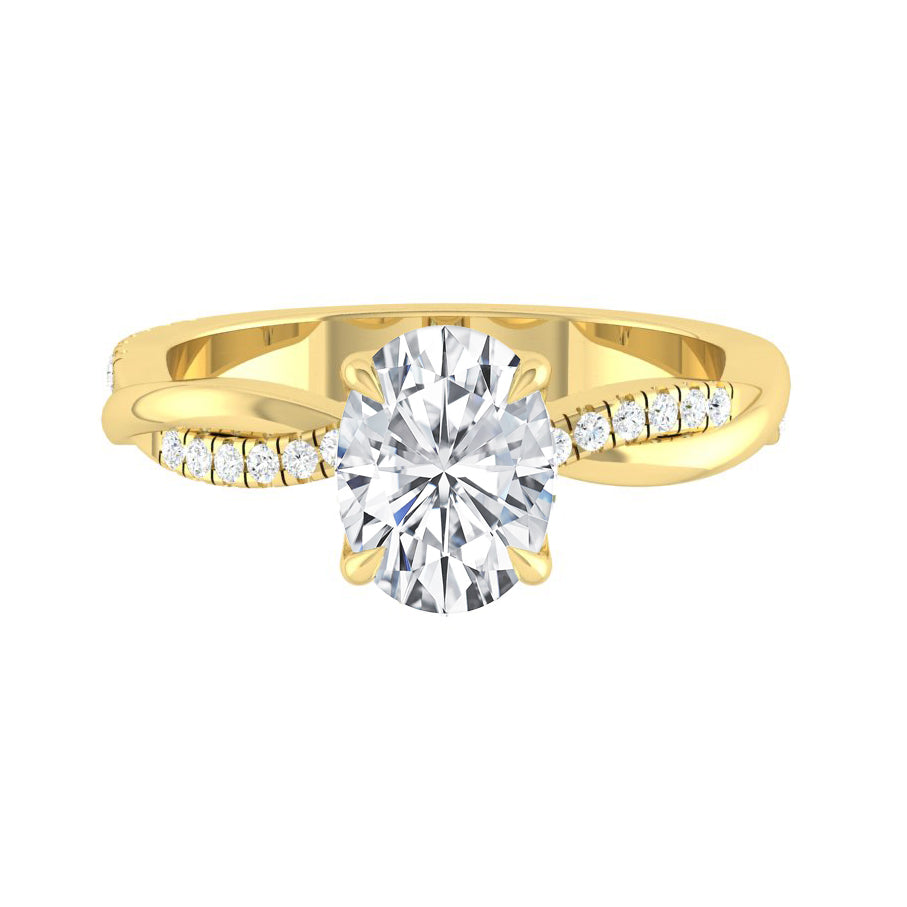 Fiore Oval Lab Diamond 1.02ct D VVS2 Id IGI 14K Yellow Gold