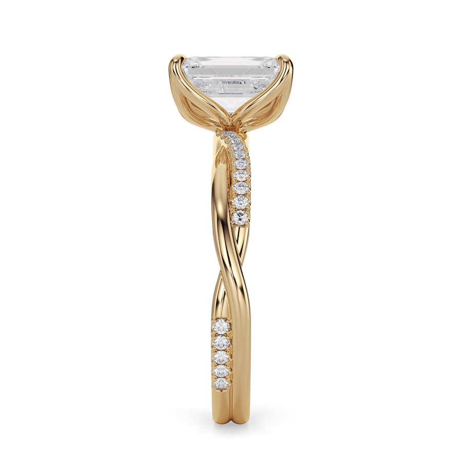 Load image into Gallery viewer, LUCCE Twisting Radiant Pave Diamond Engagement Ring with Petal Prongs in Gold or Platinum
