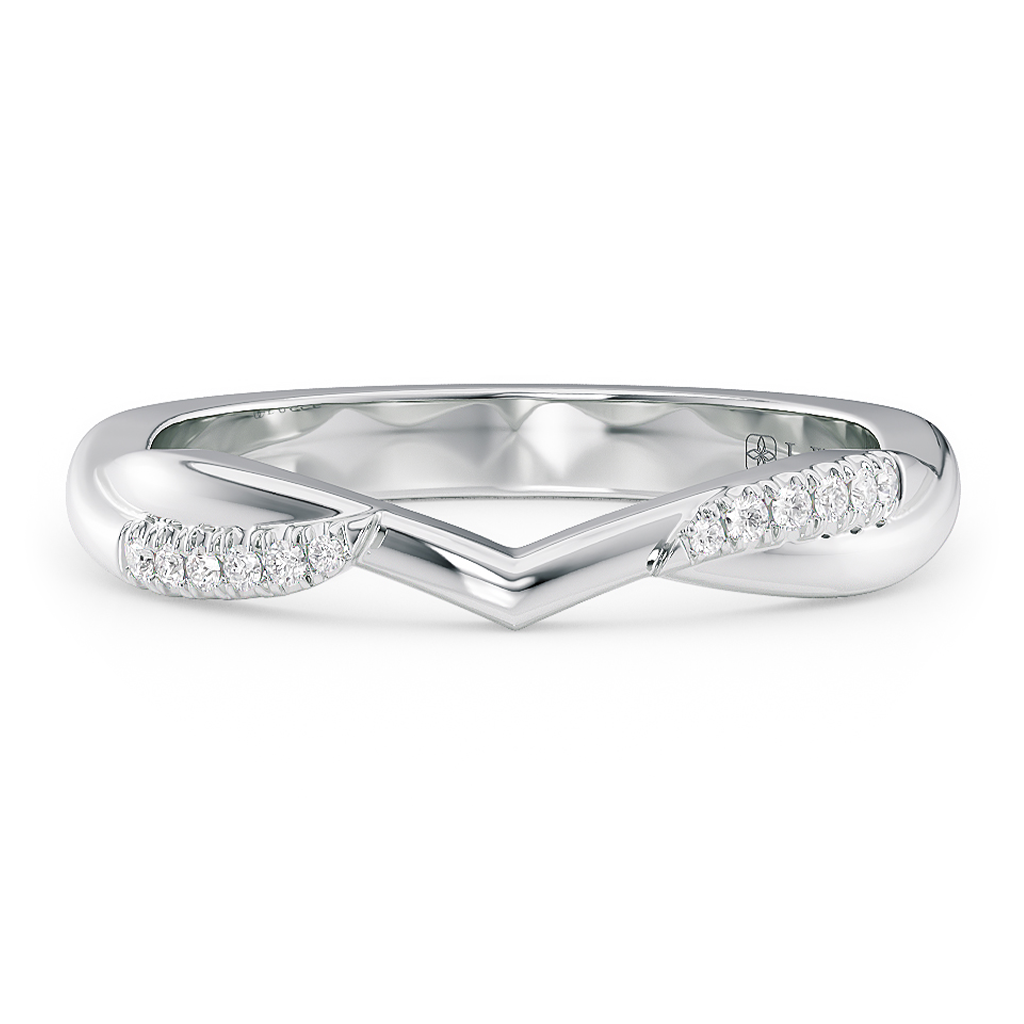 Load image into Gallery viewer, LUCCE Contoured Twisting Pave Diamond Wedding Ring in Gold or Platinum 
