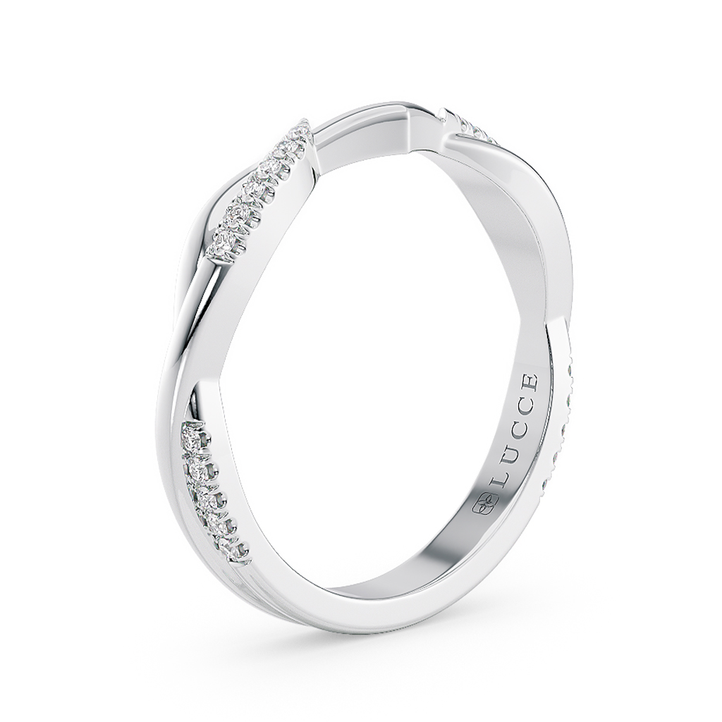 Load image into Gallery viewer, LUCCE Contoured Twisting Pave Diamond Wedding Ring in Gold or Platinum 
