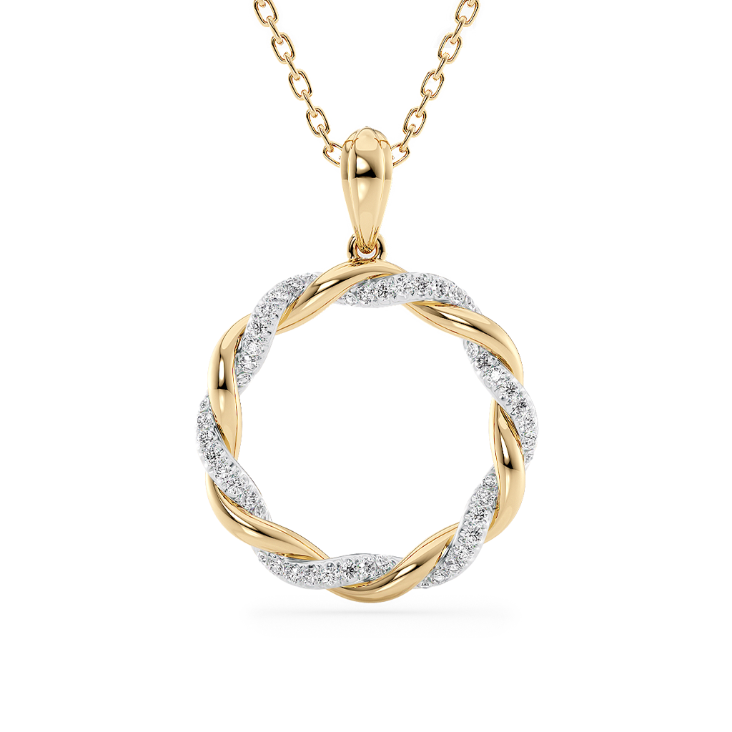Lucce Fiore Necklace Natural Diamond 0.24CTW 14K Yellow and White Gold