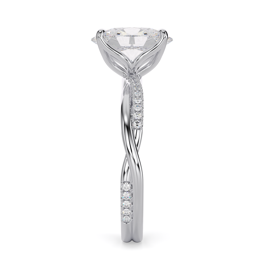 Load image into Gallery viewer, LUCCE Twisting Pavé Oval  Diamond Engagement Ring with Petal Prongs in Gold or Platinum
