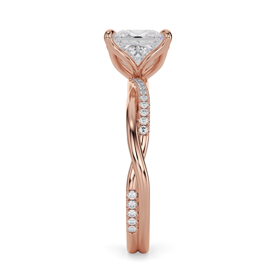 Load image into Gallery viewer, LUCCE Twisting Cushion Pavé Diamond Engagement Ring with Petal Prongs in Gold or Platinum
