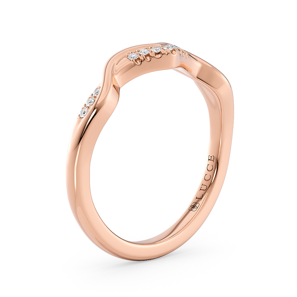 Load image into Gallery viewer, LUCCE Contoured Twisting Pave Diamond Wedding Ring in Gold or Platinum 
