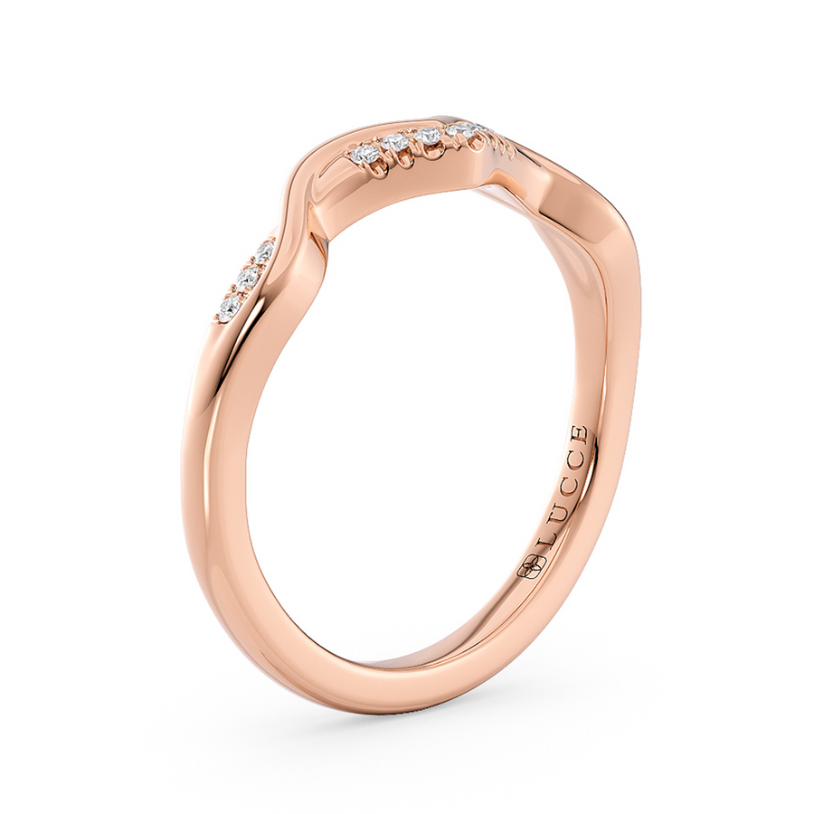 Load image into Gallery viewer, LUCCE Contoured Twisting Pave Diamond Wedding Ring in Gold or Platinum 
